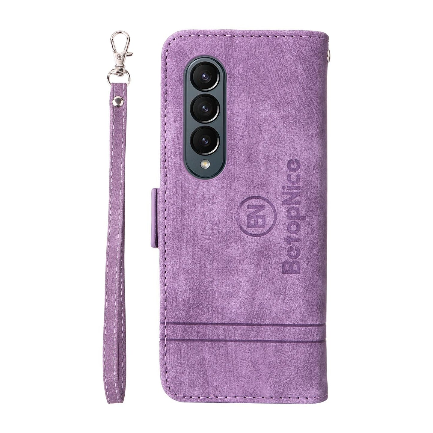 For Samsung Galaxy Z Fold4 5G Leather Dual Buckle Phone Case - Red