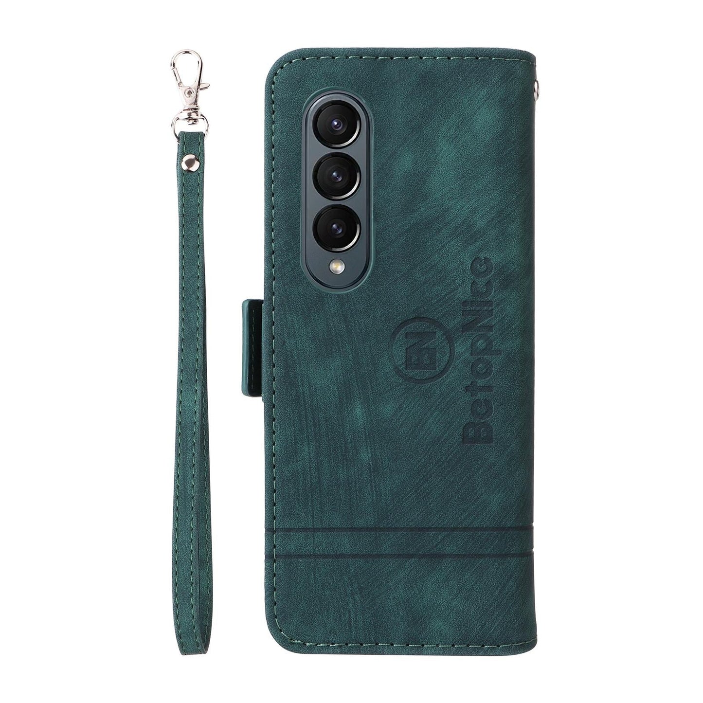 For Samsung Galaxy Z Fold4 5G Leather Dual Buckle Phone Case - Red