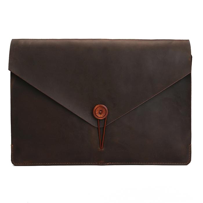 13.3 Genuine Leather Business Laptop Bag For Macbook Samsung Sony Dell Alienware Chuwi Asus Hp - Universal - Coffee