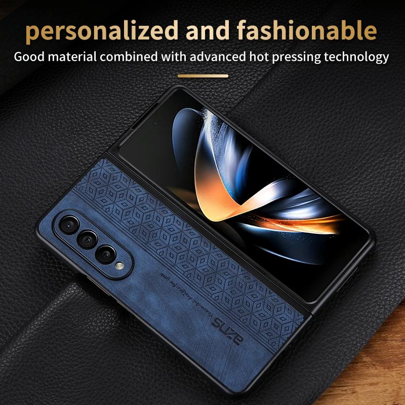 For Samsung Galaxy z Fold4 5G Embossed 3d Skin Texture Phone Case - Sleek Design - Sapphire Blue