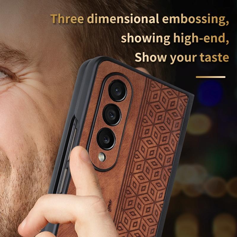 For Samsung Galaxy z Fold4 5G Embossed 3d Skin Texture Phone Case - Sleek Design - Sapphire Blue