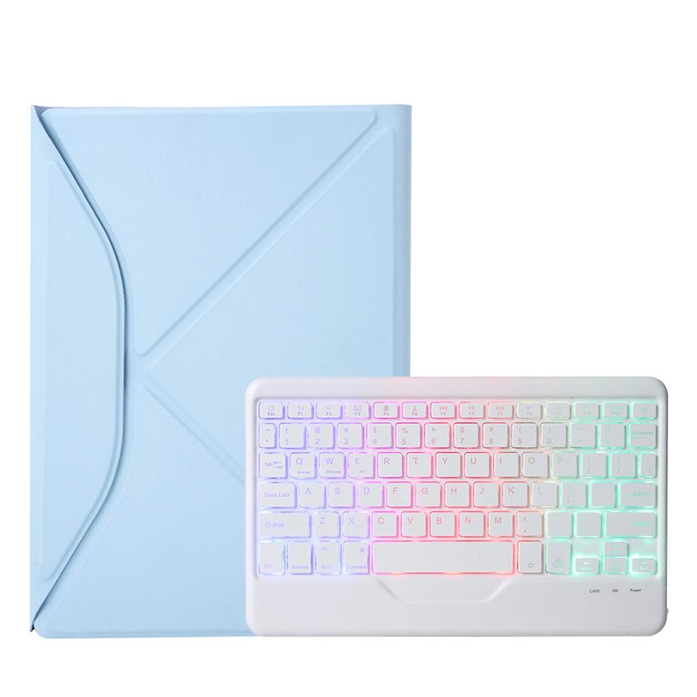 Bluetooth Keyboard Leather Case For Ipad Pro 11 - Backlit With Pen Slot - Sky Blue
