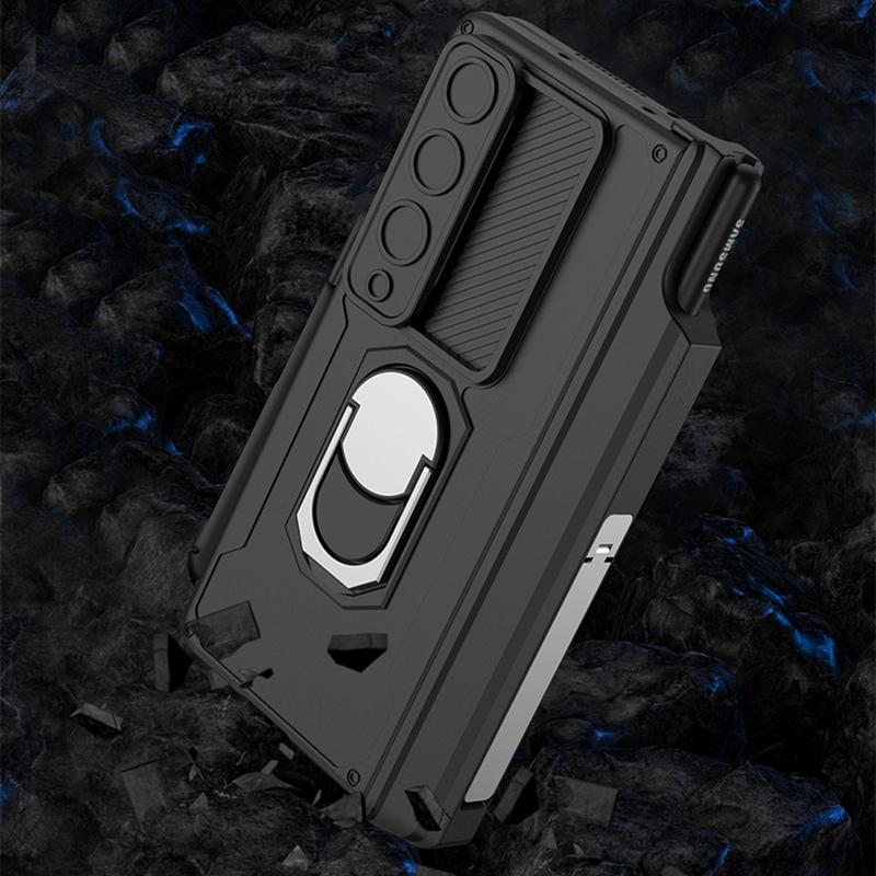 For Samsung Galaxy Z Fold4 5G Magnetic Phone Case With Pen Holder - Foldable - Wine Red