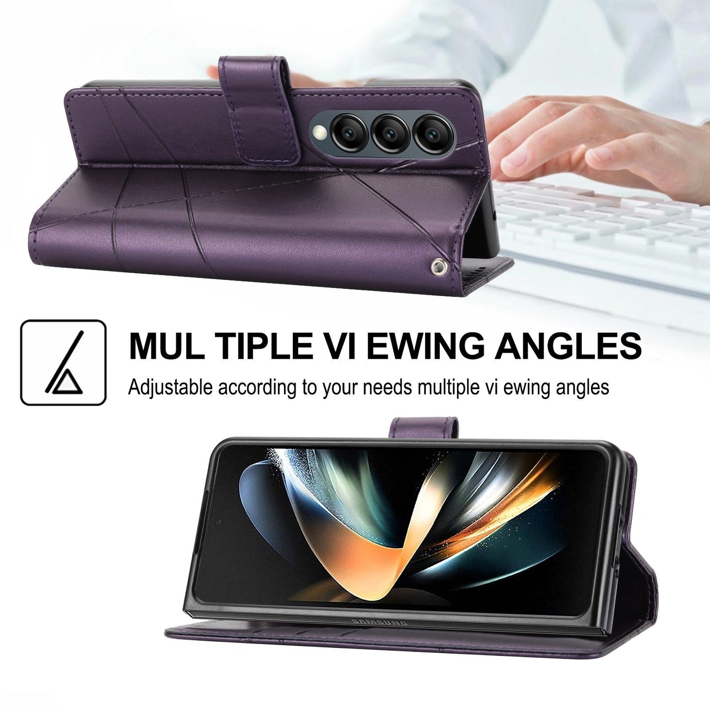 For Samsung Galaxy Z Fold4 5G Embossed Pu Leather Phone Case - Brown