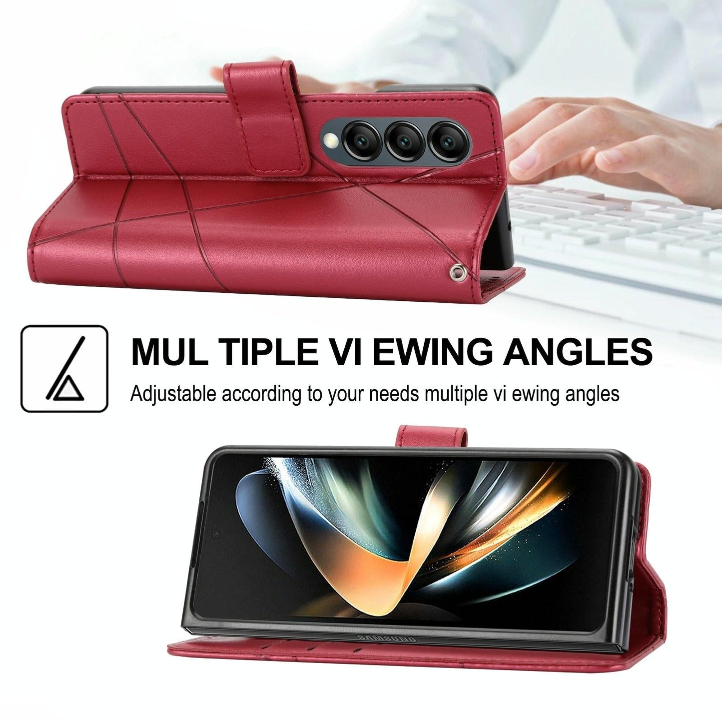 For Samsung Galaxy Z Fold4 5G Embossed Pu Leather Phone Case - Brown