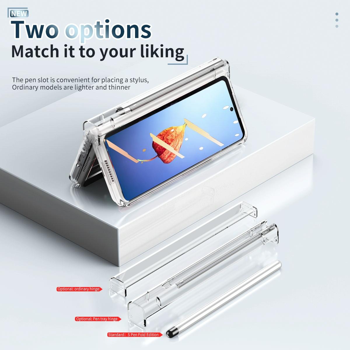 For Samsung Galaxy Z Fold4 5G Full Body Phone Case with Integrated Hinge and Pen Slot - Gold