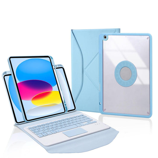 Bluetooth Keyboard Leather Tablet Case With Pen Slot And Touchpad - Sky Blue
