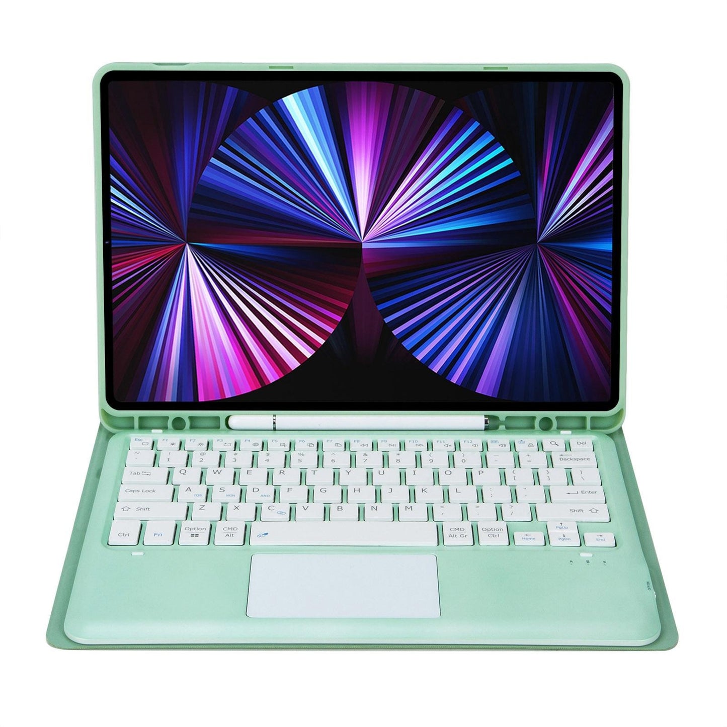 Detachable Bluetooth Keyboard Leather Case For Ipad Pro 12.9 2021 / 2020 / 2018 With Touch Pad - Mint Green