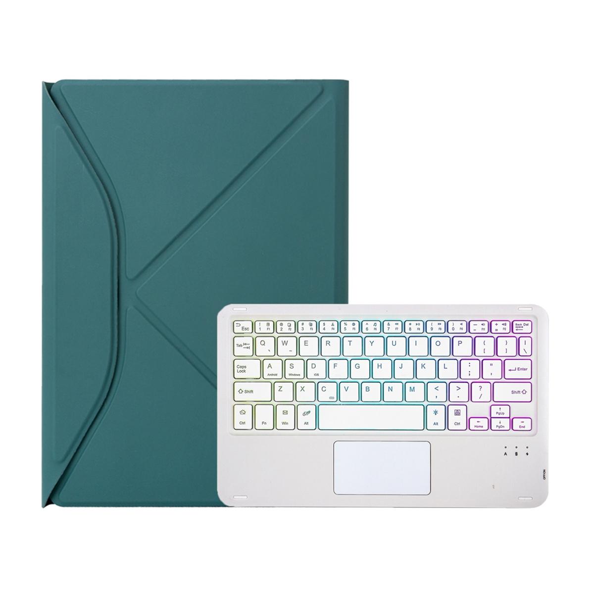 Touchpad Bluetooth Keyboard Leather Tablet Case With Pen Slot And Backlight - Sky Blue