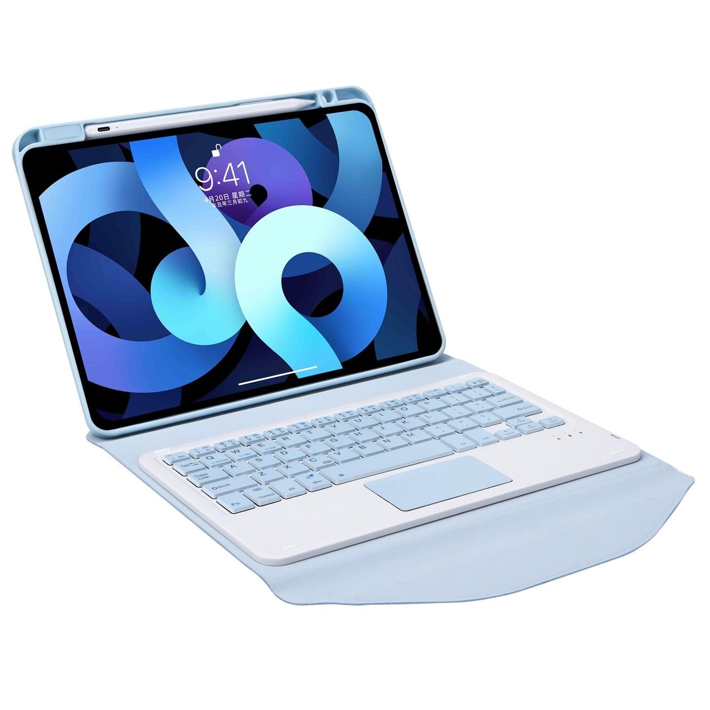 Bluetooth Keyboard Leather Case For Ipad Pro 11 With Pen Slot And Touchpad - Sky Blue