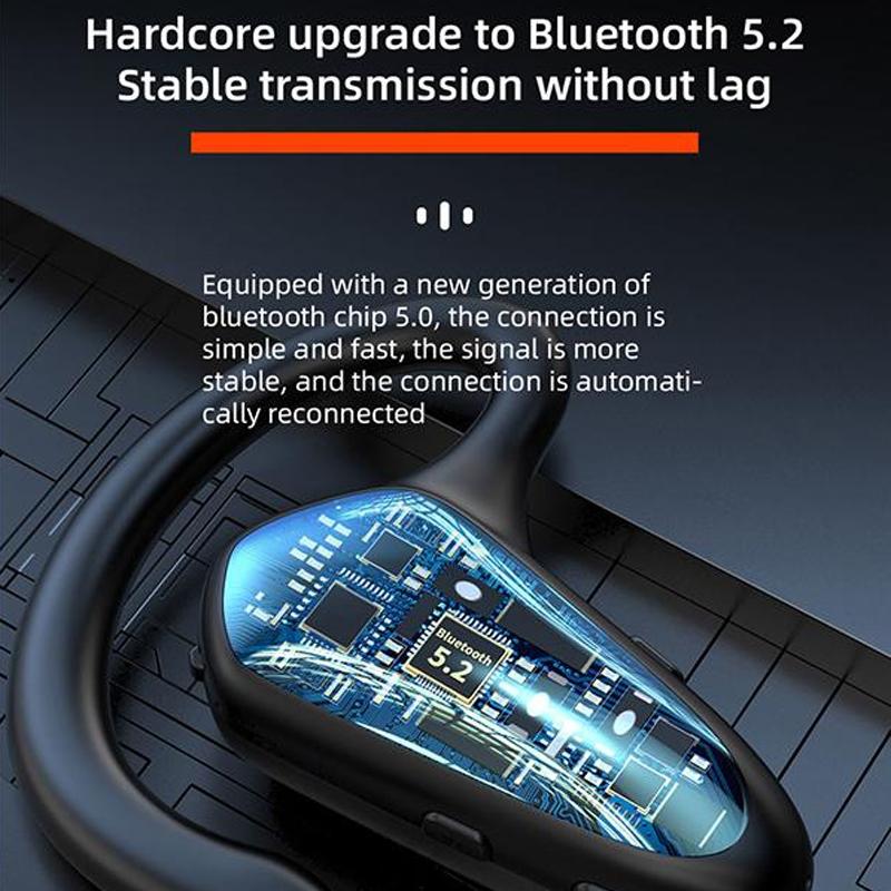 Digital Display Hanging Ear Bone Conduction Bluetooth Headset - Yx02 - Pink