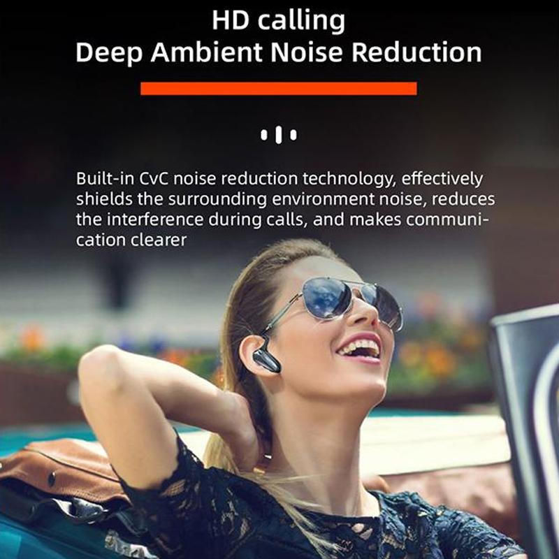 Digital Display Hanging Ear Bone Conduction Bluetooth Headset - Yx02 - Pink