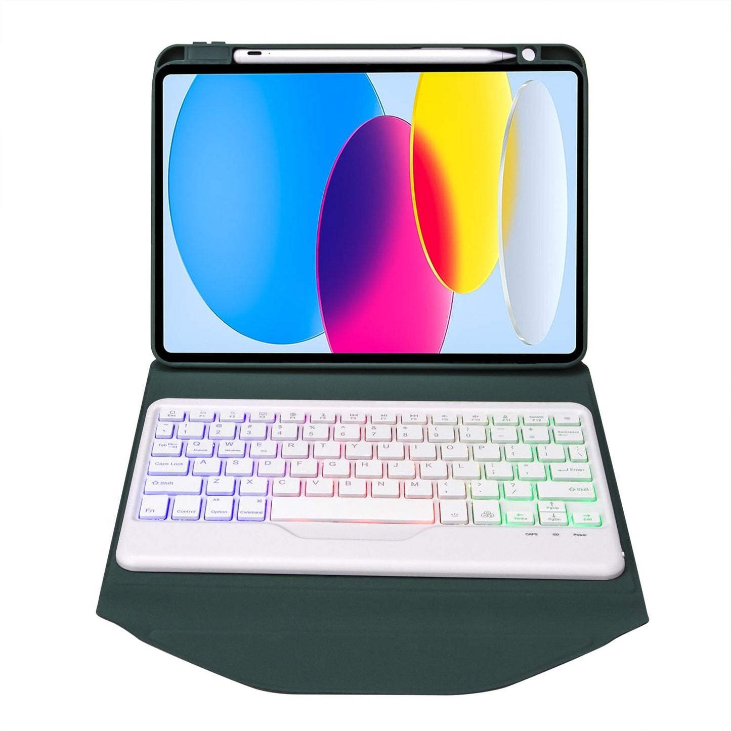 Bluetooth Keyboard Leather Tablet Case With Pen Slot And Backlight - Sky Blue