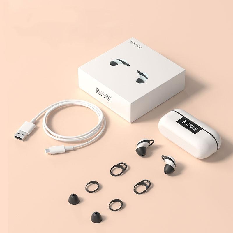 Wireless Noise-cancelling Earbuds with Digital Display and Charging Case - Black