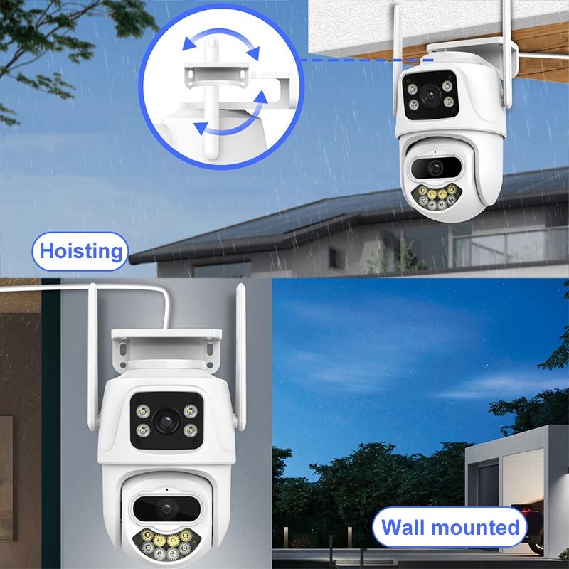 3Mp Wifi Triple Camera With Two-Way Voice Intercom & Infrared Night Vision - Supports