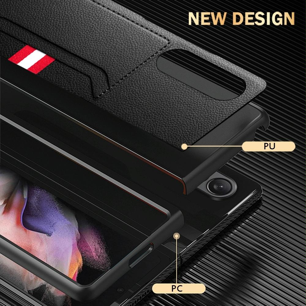 For Samsung Galaxy Z Fold4 5G Litchi Texture Microfiber Case - Black