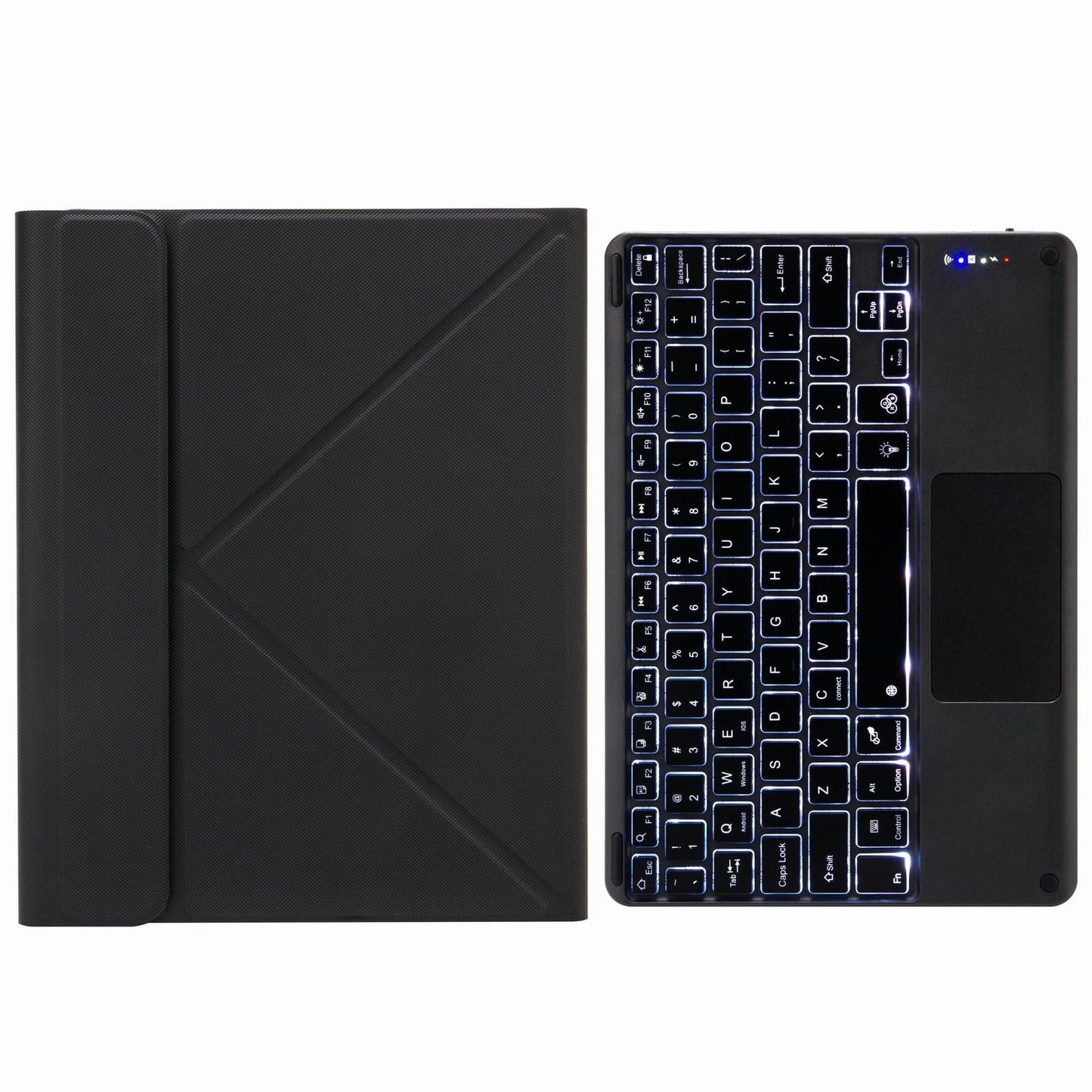 Bluetooth Keyboard Leather Case For Ipad 10.2 / Pro 10.5 - Touch Backlight Three-Fold Holder - Black