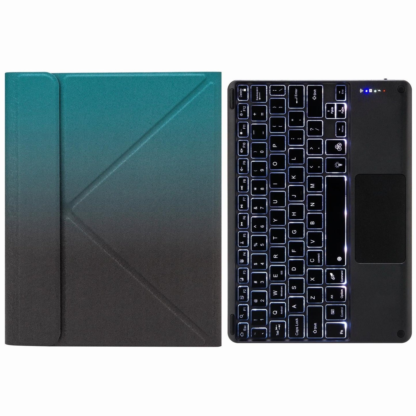Bluetooth Keyboard Leather Case For Ipad 10.2 / Pro 10.5 - Touch Backlight Three-Fold Holder - Black