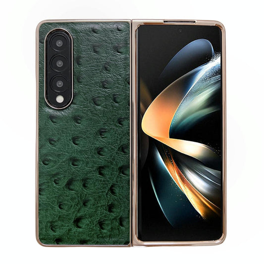 For Samsung Galaxy Z Fold4 5G Ostrich Leather Phone Case - Green