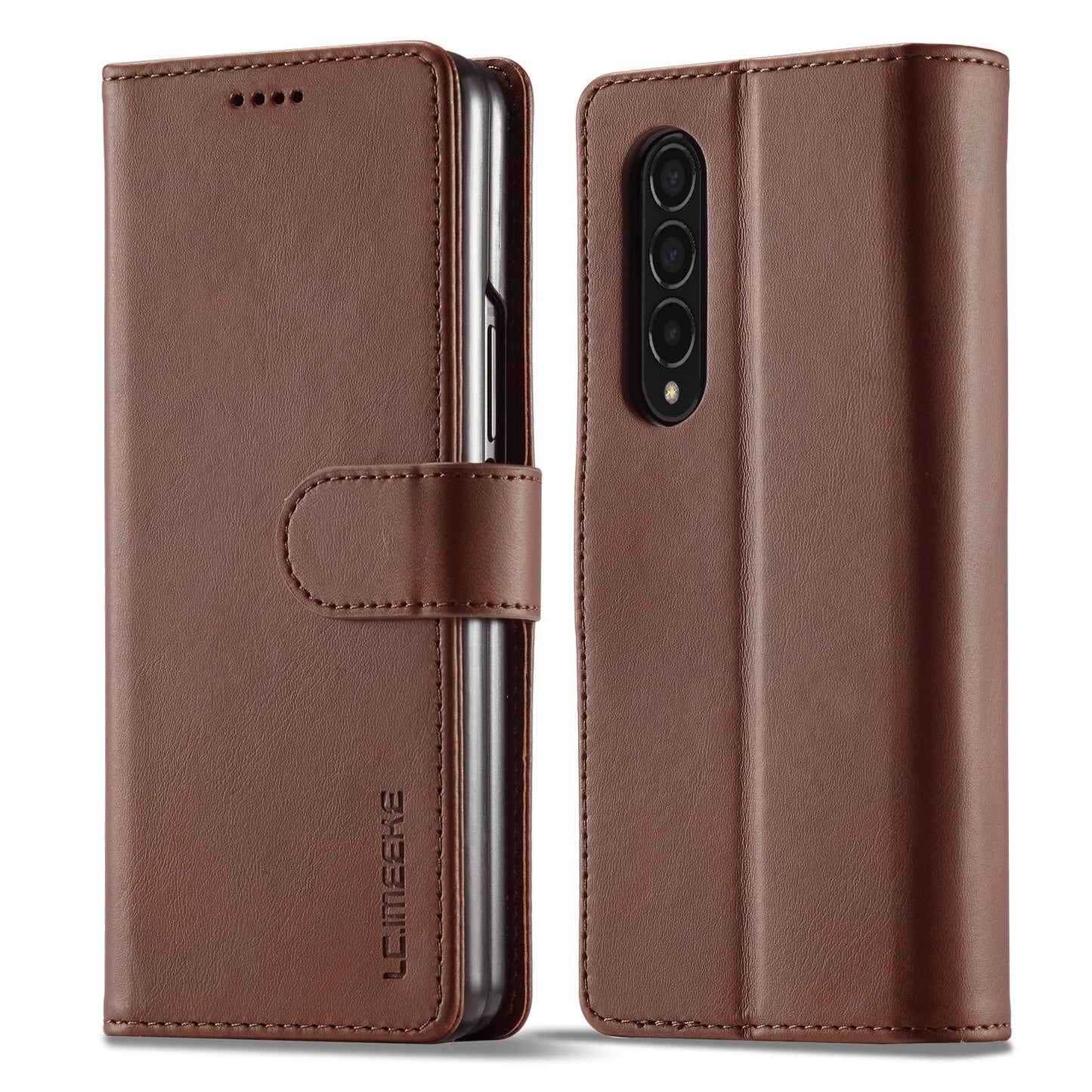 For Samsung Galaxy Z Fold4 5G Calf Leather Phone Case - Grey