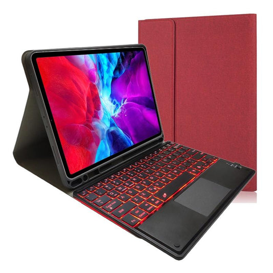 Bluetooth Keyboard Tablet Case For Ipad Pro 11 - Detachable Touch Leather Holder Pen Slot - Red