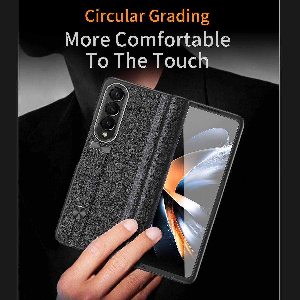 Samsung Galaxy z Fold 4 Leather Wristband Phone Case - Green