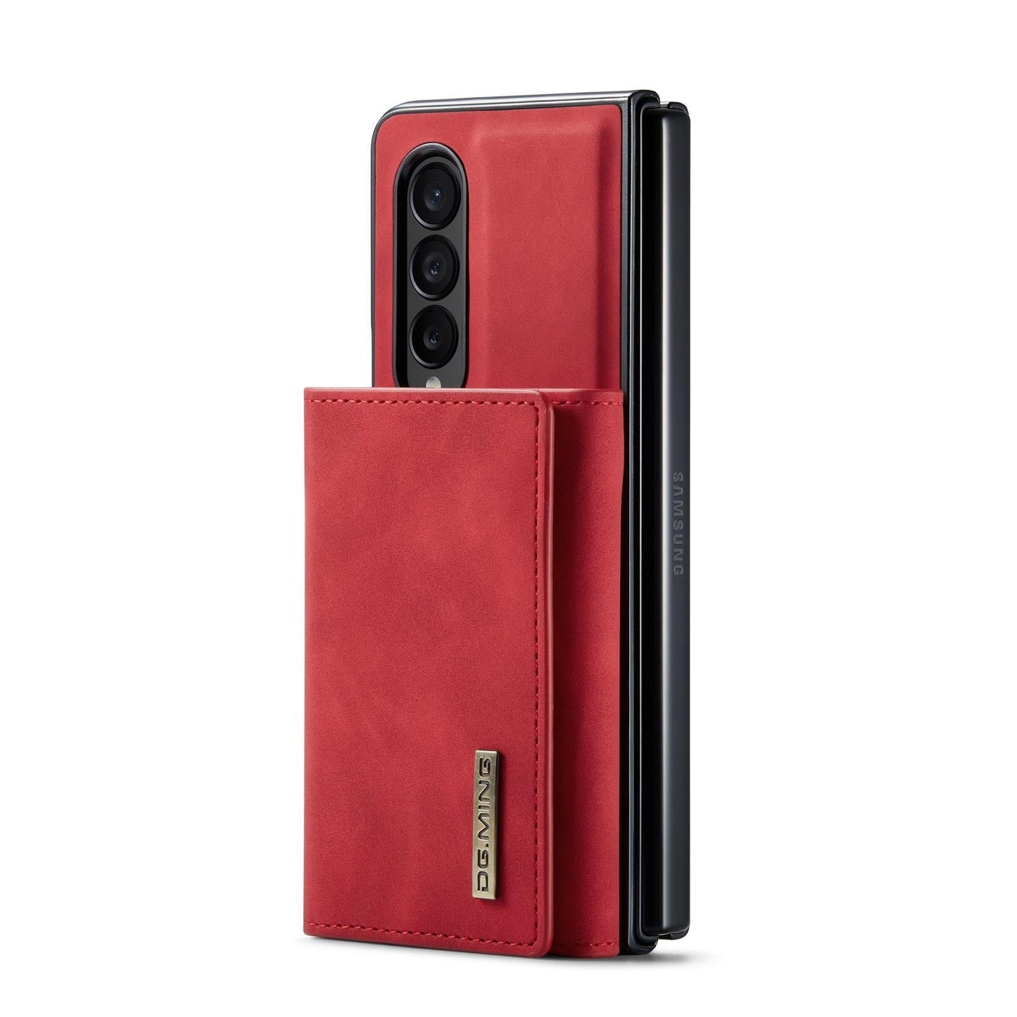For Samsung Galaxy Z Fold4 5G Wallet Case - 3 Fold Multi Card Holder - Brown