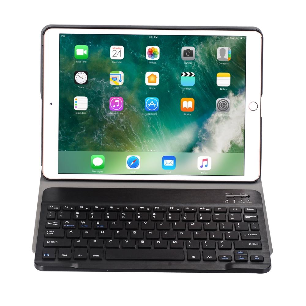 Ultra-Thin Bluetooth Keyboard Leather Case For Ipad Air / Pro 10.5 With Holder - Dark Blue