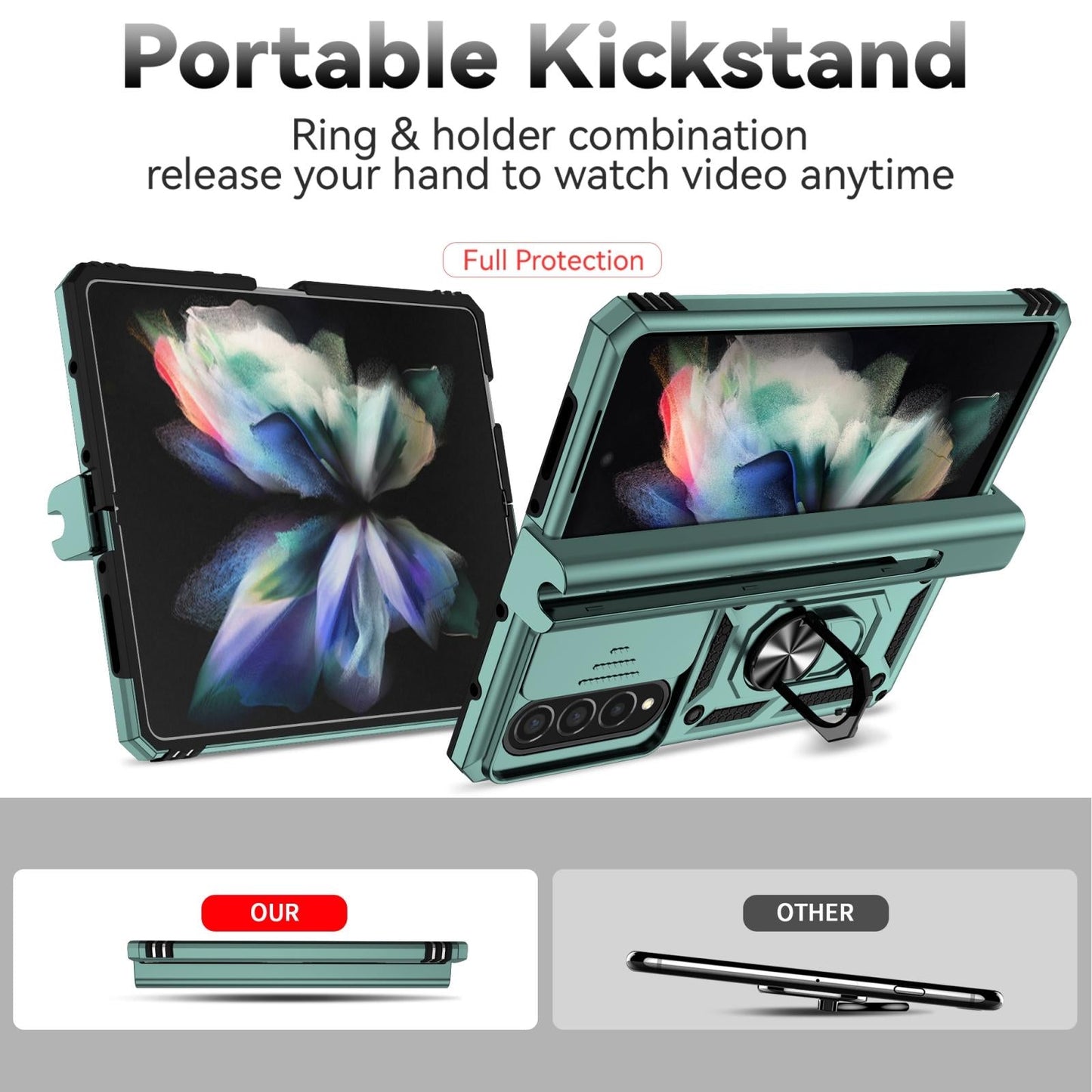 For Samsung Galaxy Z Fold4 5G Secure Sliding Case - Blue