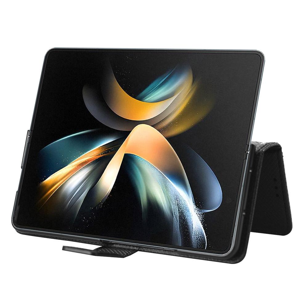 For Samsung Galaxy Z Fold4 5G Textured Leather Phone Case - Brown