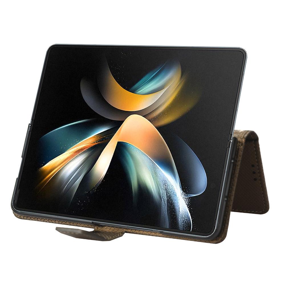 For Samsung Galaxy Z Fold4 5G Textured Leather Phone Case - Brown