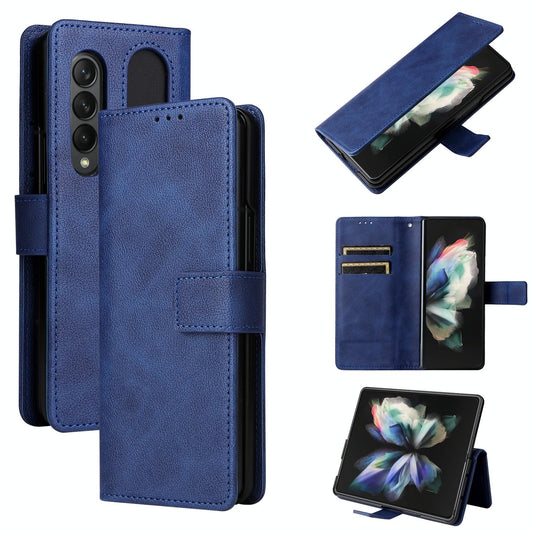 For Samsung Galaxy Z Fold4 5G Leather Flip Case With Pen Slot - Royal Blue