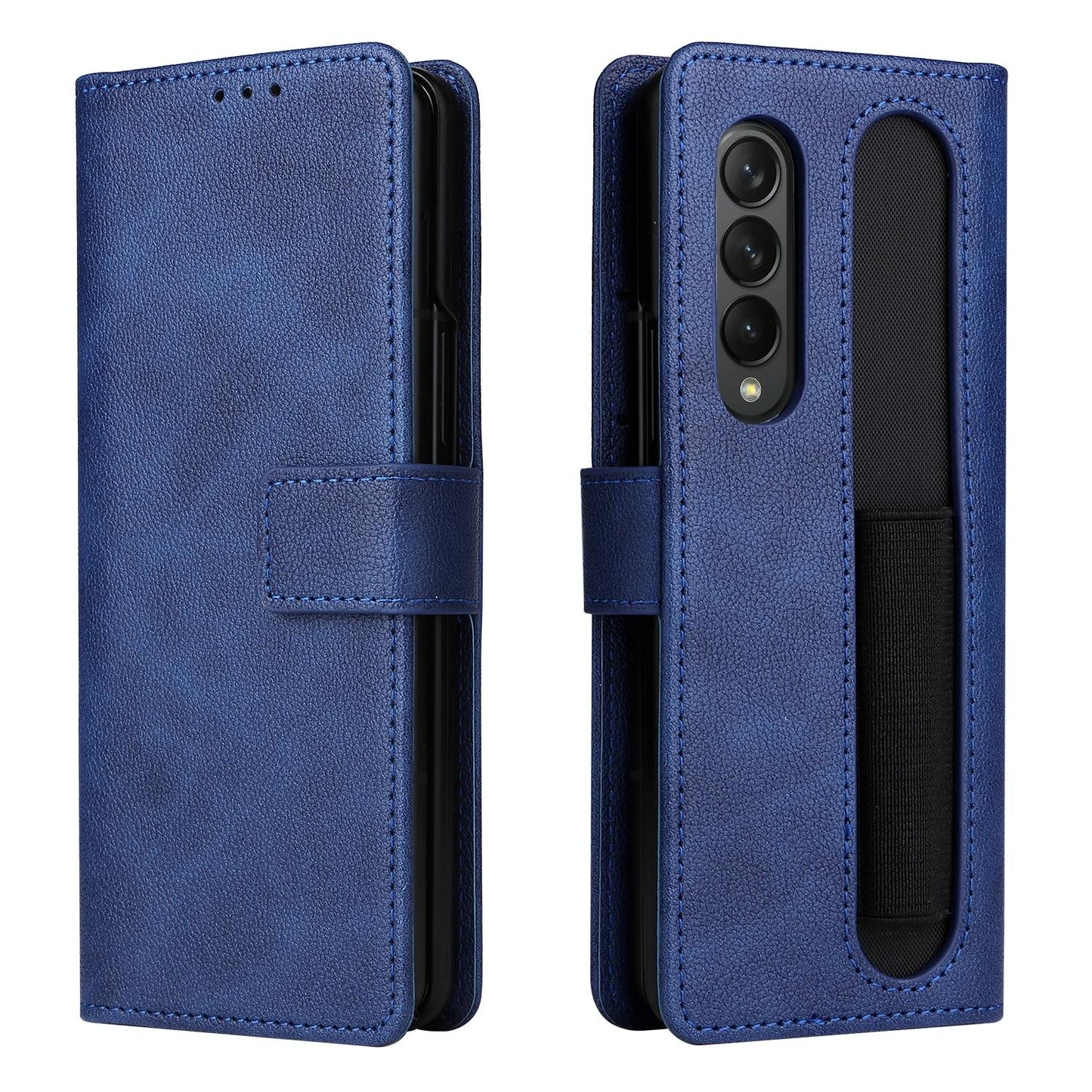 For Samsung Galaxy Z Fold4 5G Leather Flip Case With Pen Slot - Royal Blue
