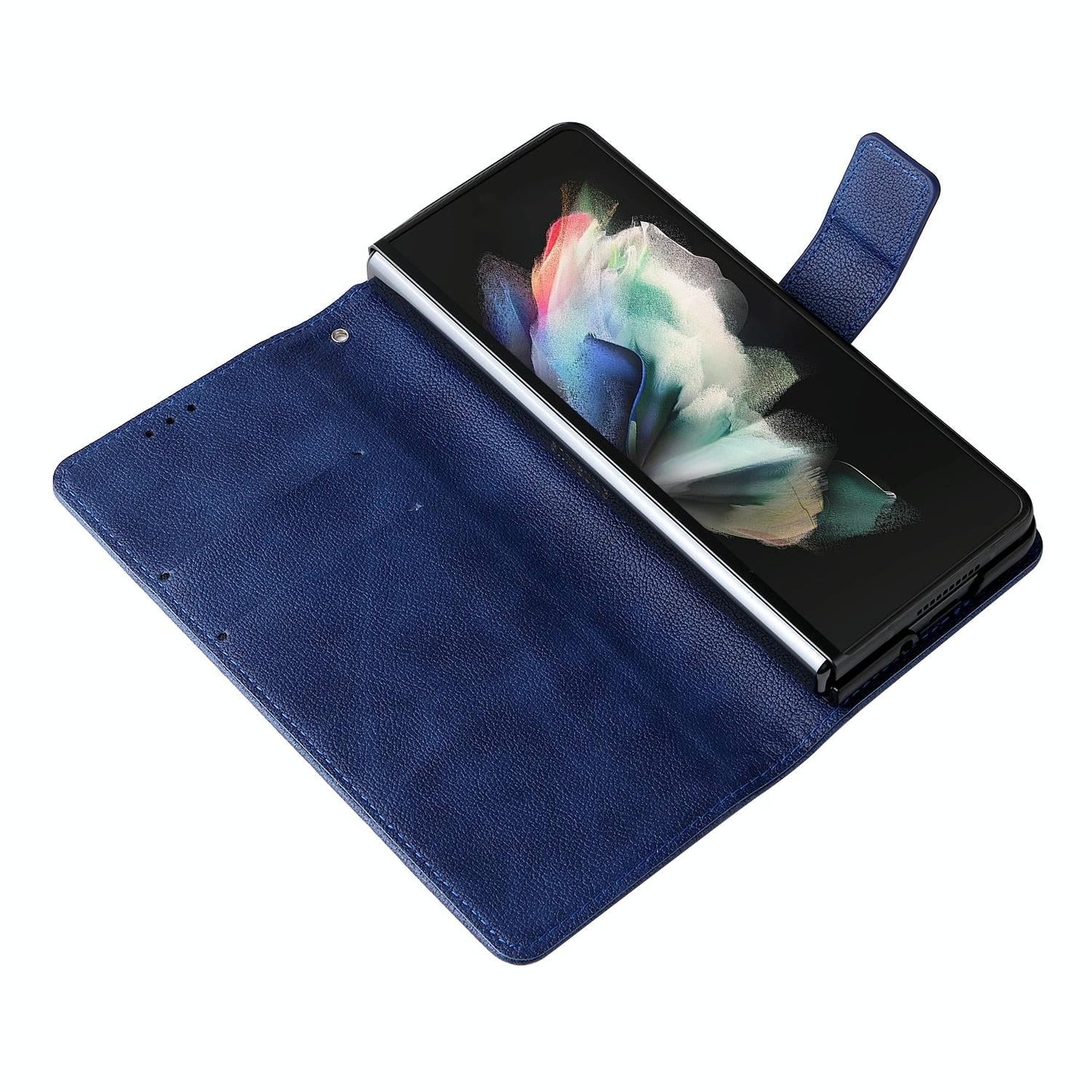 For Samsung Galaxy Z Fold4 5G Leather Flip Case With Pen Slot - Royal Blue