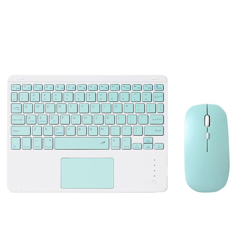Portable 9.7 Tablet Keyboard With Bluetooth Touchpad & Mouse Set For Ipad - White + Mouse