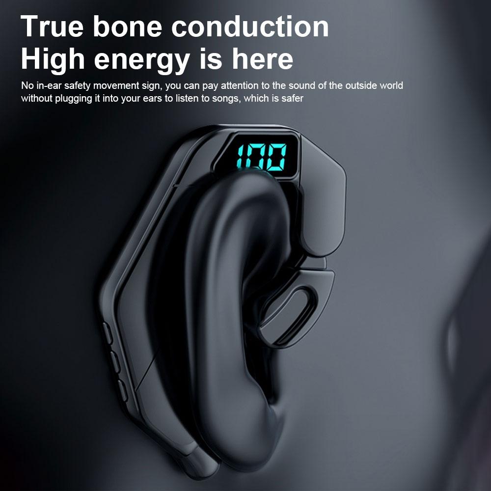 Digital Display Bone Conduction Bluetooth Headset - Sporty Design - Green