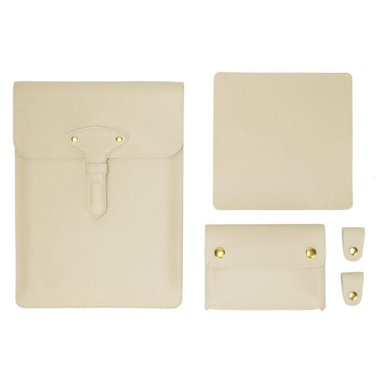 3-in-1 Waterproof Leather Laptop Liner Bag - 13 Inches - Apricot