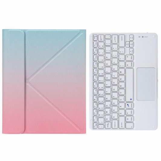 Bluetooth Keyboard Leather Case For Ipad 9.7 2018 / 2017 With Three-Fold Holder - Pink Blue