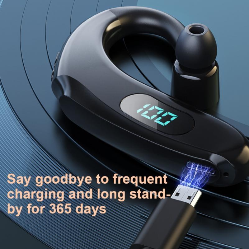 Wireless Bluetooth Earhook Earphones with Digital Display - Business Sports - Yellow