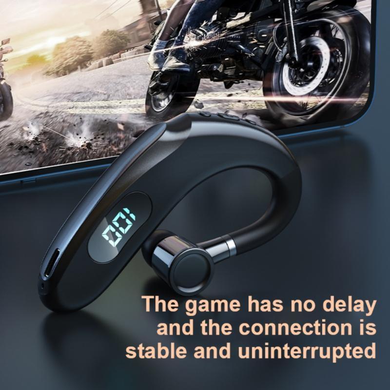 Wireless Bluetooth Earhook Earphones with Digital Display - Business Sports - Yellow