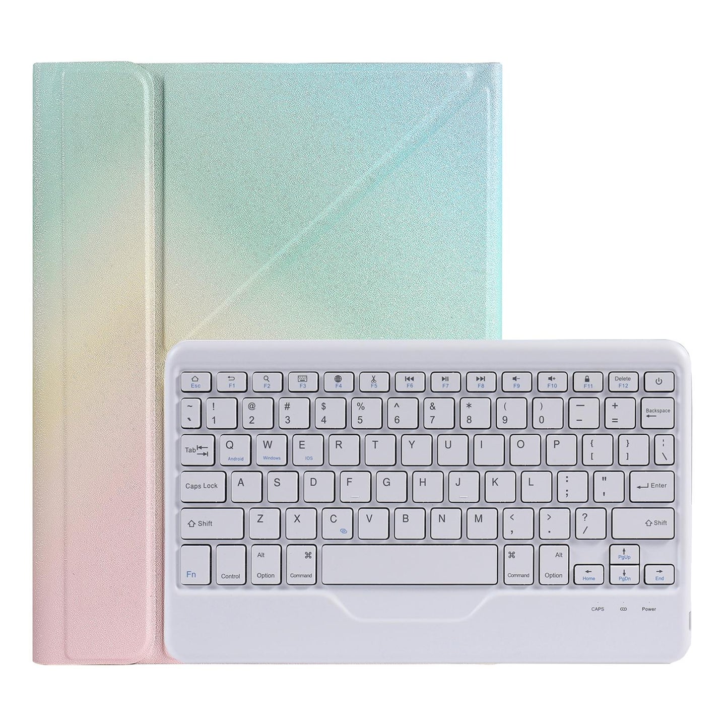Bluetooth Keyboard Leather Case For Ipad 9.7 With Triangle Holder & Pen Slot - Gradient Blue Pink
