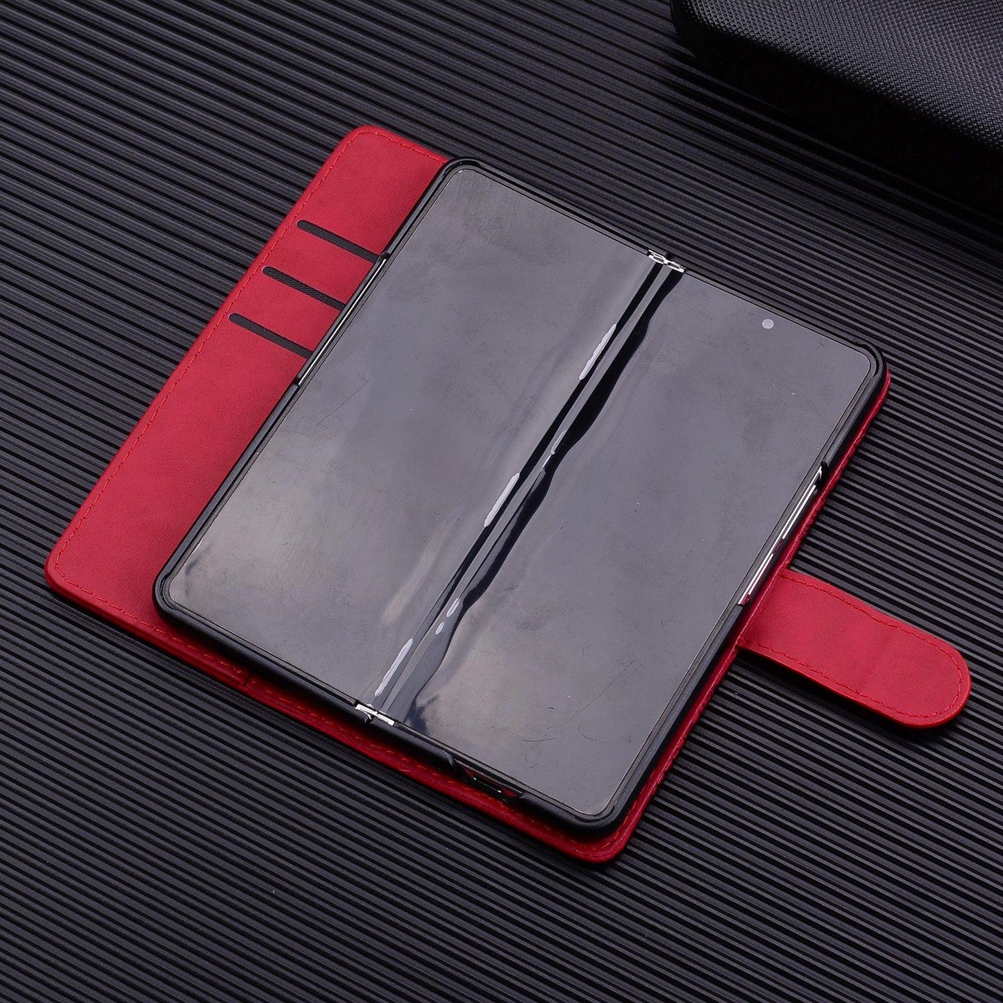 For Samsung Galaxy Z Fold4 5G Dual Fold Mandala Leather Case - Embossed Design - Red