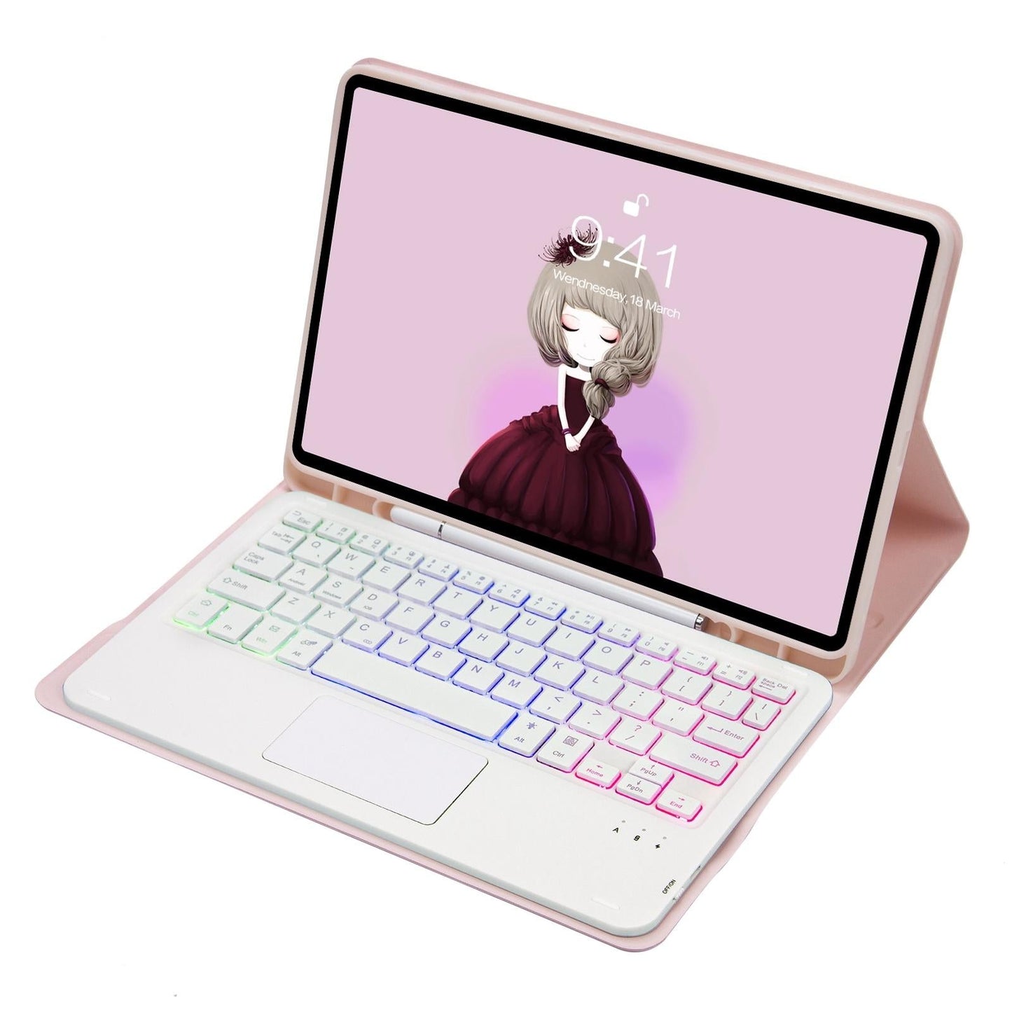 Bluetooth Keyboard Leather Tablet Case For Ipad 10.2 / 10.5 / Air 2019 With Touch Pad & Backlight - Purple