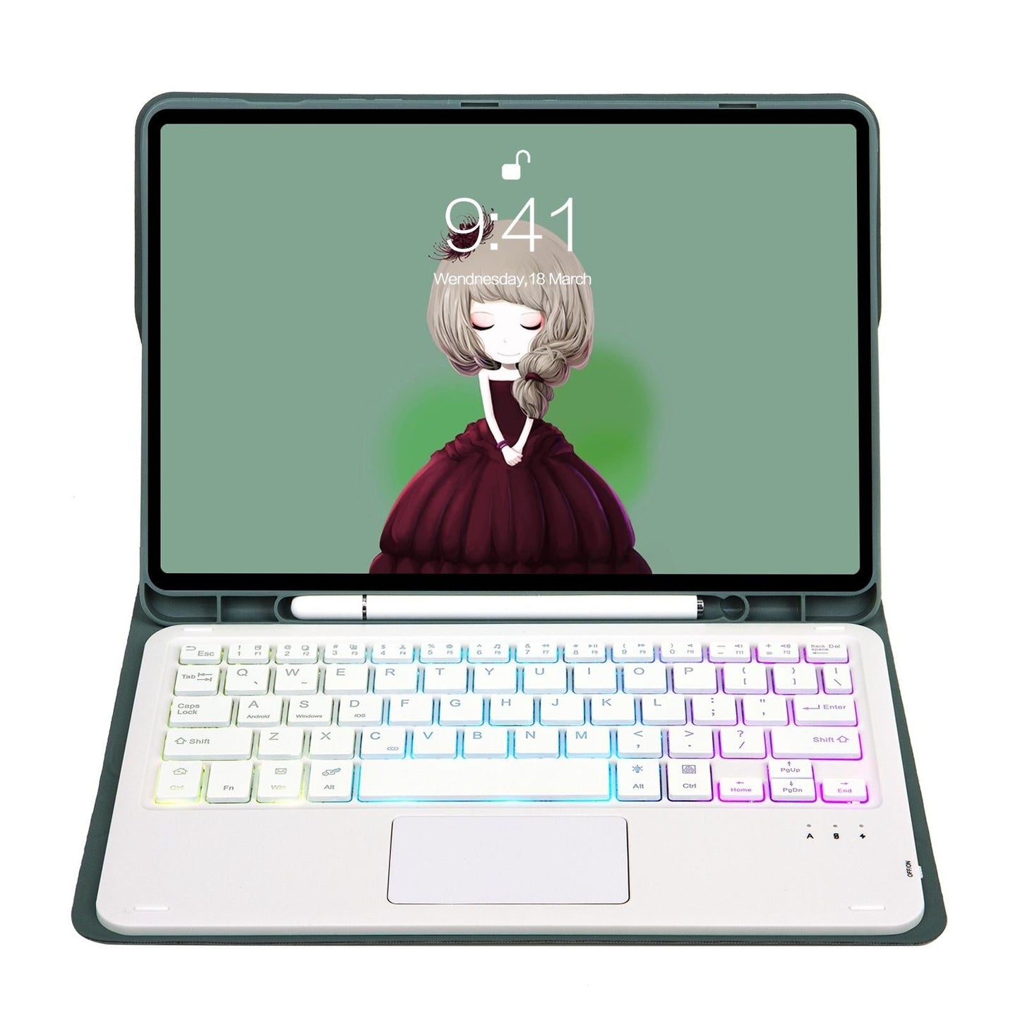 Bluetooth Keyboard Leather Tablet Case For Ipad 10.2 / 10.5 / Air 2019 With Touch Pad & Backlight - Purple