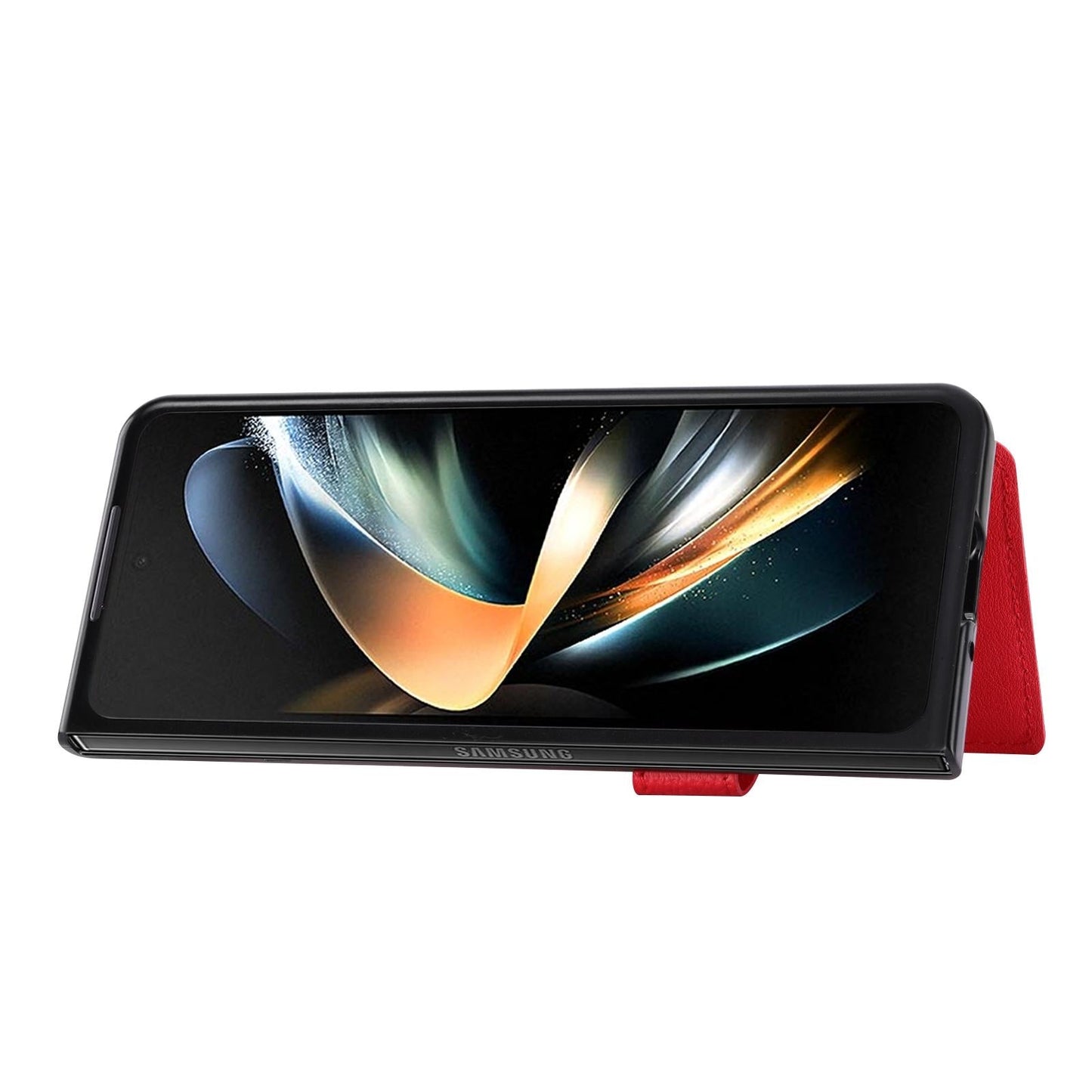 For Samsung Galaxy Z Fold4 5G Samsung Galaxy Z Fold4 Litchi Pattern Single Button Card Holder Phone Case - Black