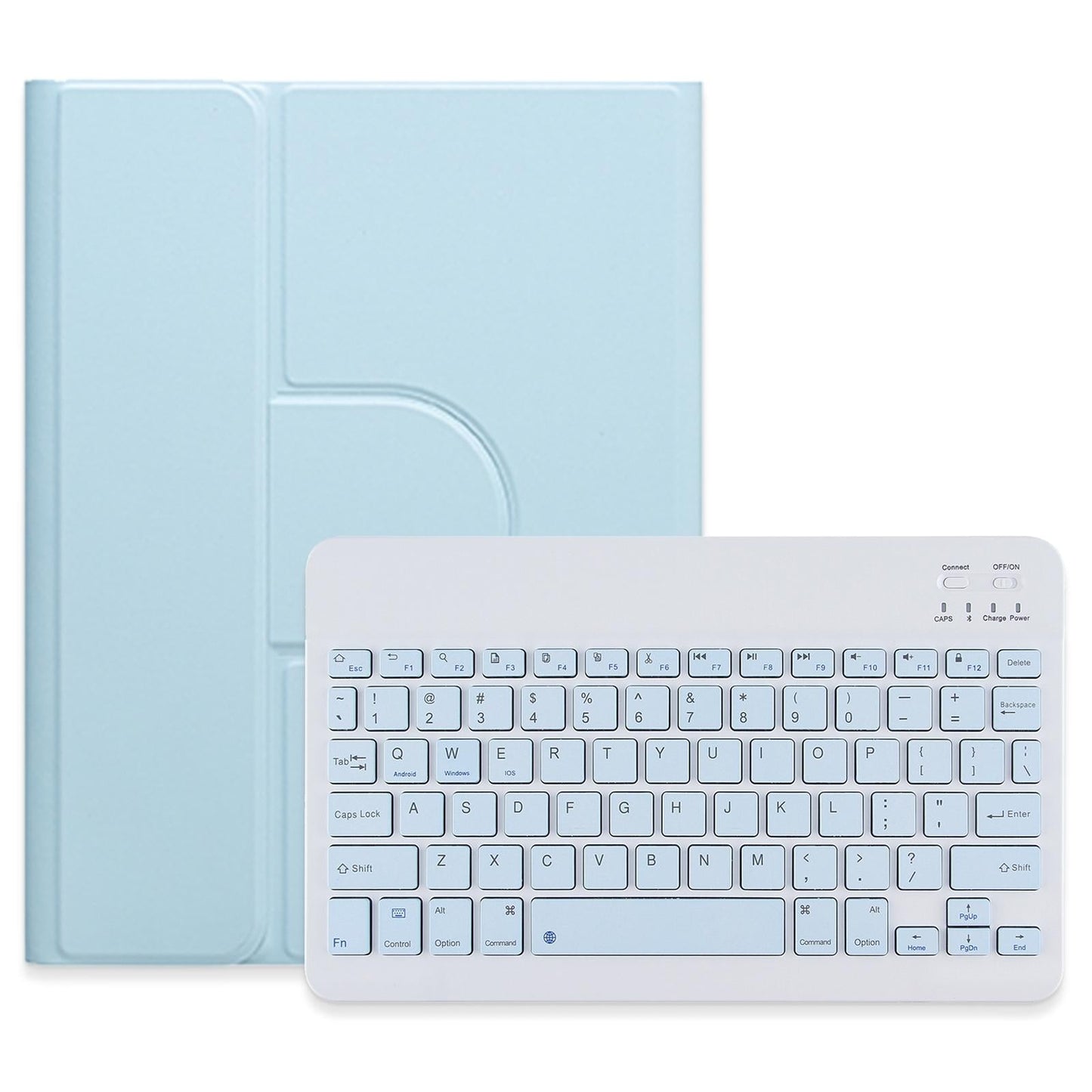 360 Degree Rotatable Bluetooth Keyboard Leather Case - Square Button - Sky Blue - For Ipad Air 2022 / Ipad Pro 11 2021