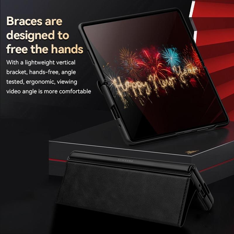 For Samsung Galaxy z Fold4 5G Magnetic Snap Leather Flip Case - All-inclusive - Blue