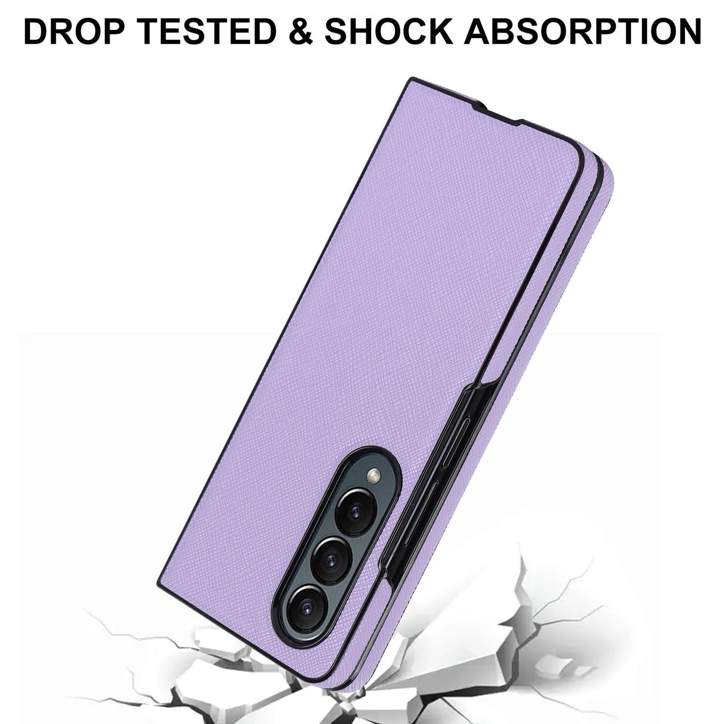 For Samsung Galaxy Z Fold4 5G Foldable Cross Pattern Phone Case - Compact Design - Purple