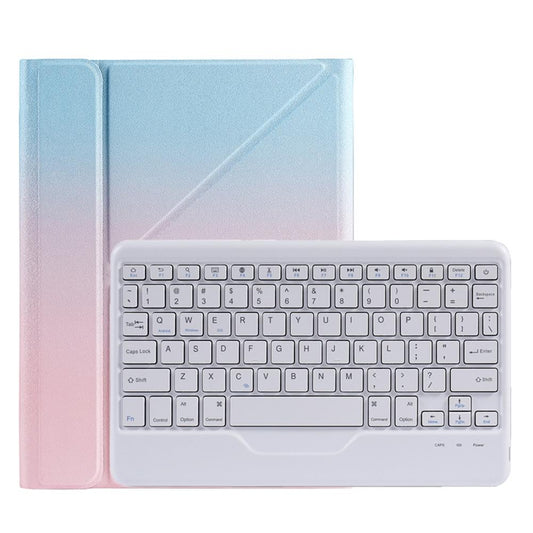Bluetooth Keyboard Leather Case For Ipad Pro 11 With Triangle Holder & Pen Slot - Fits 2021 / 2020 / 2018 & Air 4 10.9 - Splittable - Gradient Blue Pink