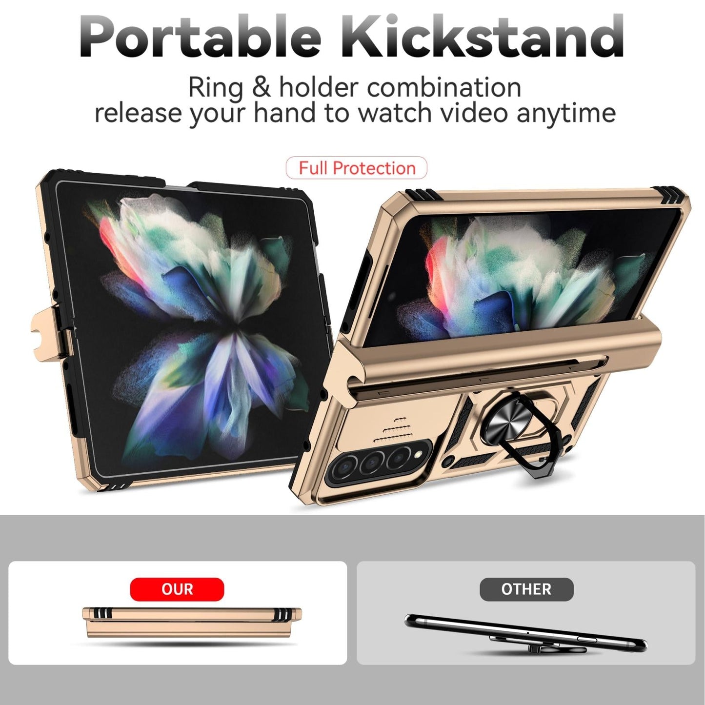 For Samsung Galaxy Z Fold4 5G Secure Sliding Case - Rose Gold